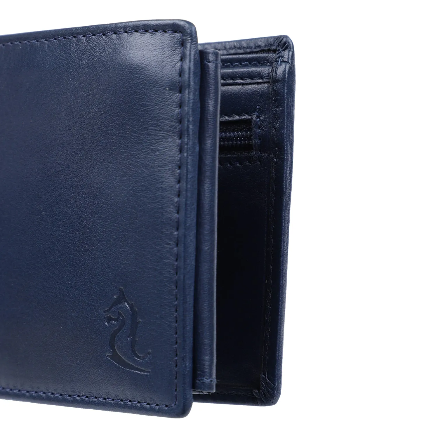10092 Navy Leather Bifold Wallet