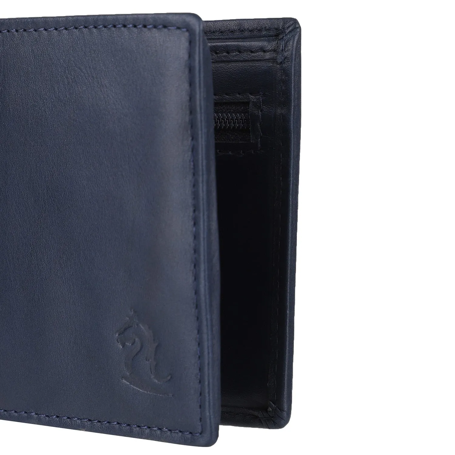 10093 Navy Leather Bifold Wallet