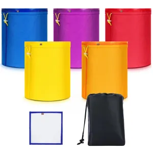 5 Pack 5 Gallon Mesh Filter Bags,Nylon Paint Strainer Bags Set Bubble Hash Bags Bucket Strainer Includes 8 x 8 Inches Filter Screen,Reusable Filter Bag Storage Pouch Ideal for Hydroponics,Gardening