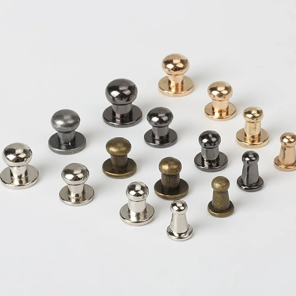 50 Sets 8mm Round Head Button Studs Metal Screws Spikes Screwback Rivet Studs Leather Craft Screw Nail Rivet Stud for Belt Wallet Handbag Bronze
