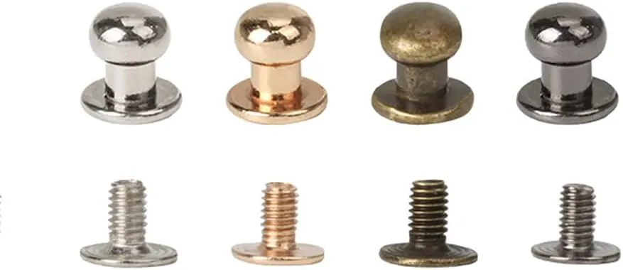50 Sets 8mm Round Head Button Studs Metal Screws Spikes Screwback Rivet Studs Leather Craft Screw Nail Rivet Stud for Belt Wallet Handbag Bronze