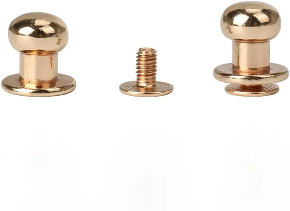 50 Sets 8mm Round Head Button Studs Metal Screws Spikes Screwback Rivet Studs Leather Craft Screw Nail Rivet Stud for Belt Wallet Handbag Bronze