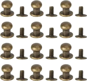 50 Sets 8mm Round Head Button Studs Metal Screws Spikes Screwback Rivet Studs Leather Craft Screw Nail Rivet Stud for Belt Wallet Handbag Bronze