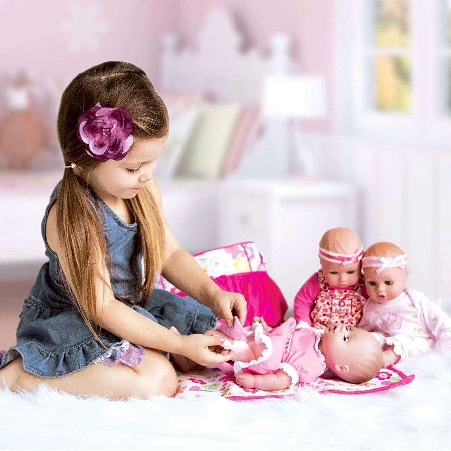 Adora Baby Doll Diaper Bag & Doll Accessories Set - Pink Flower Power