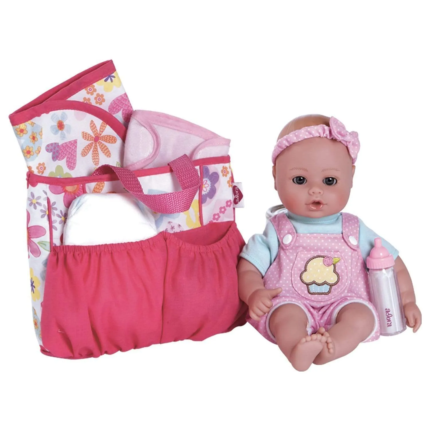 Adora Baby Doll Diaper Bag & Doll Accessories Set - Pink Flower Power