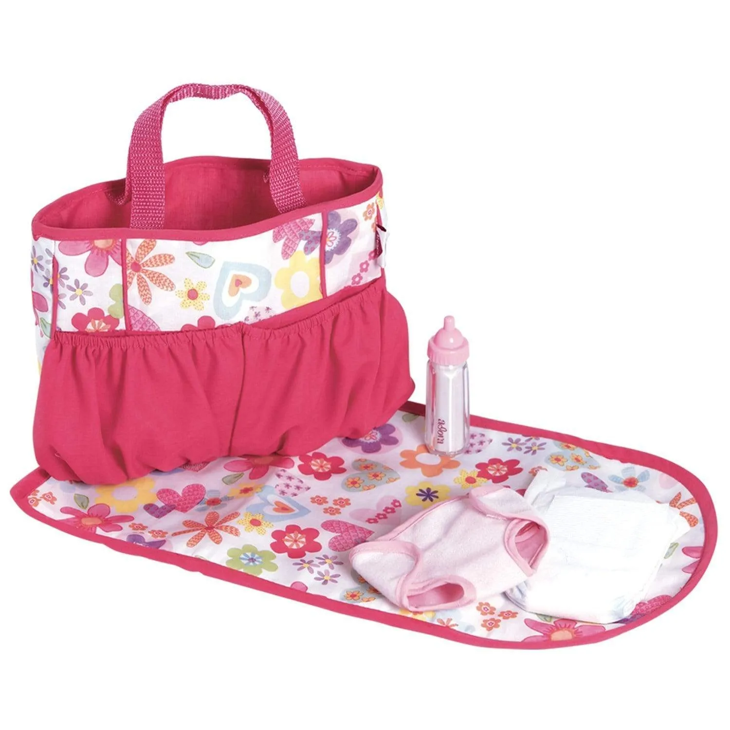 Adora Baby Doll Diaper Bag & Doll Accessories Set - Pink Flower Power