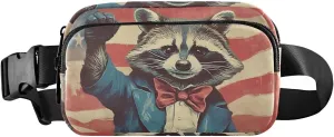 AIXIWAWA American Raccoon Fanny Pack Crossbody Bags Waist Pack Compact Adjustable Strap for Hiking Running Travelling