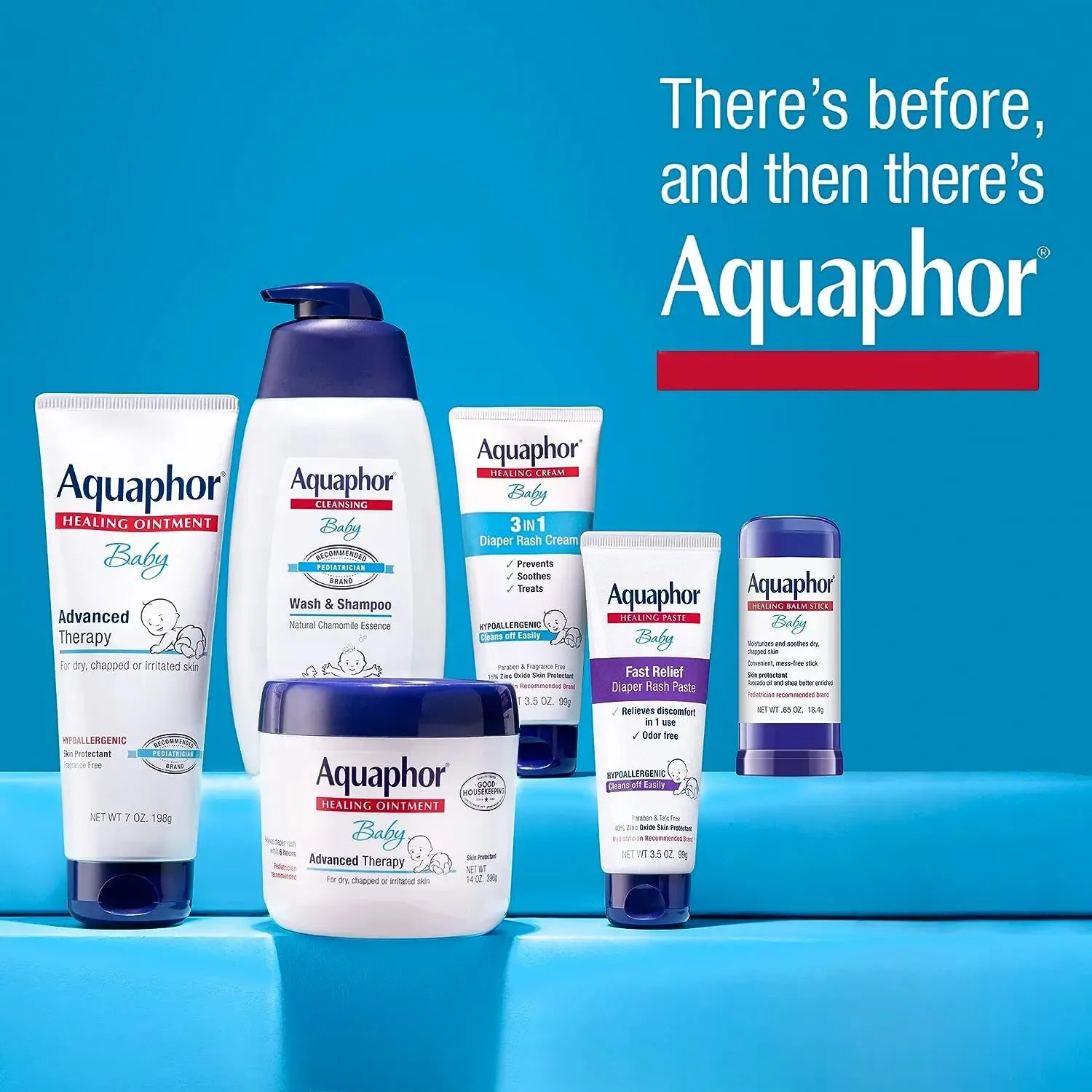 Aquaphor Baby Welcome Baby Gift Set - Free WaterWipes and Bag Included - Healing Ointment, Wash and Shampoo, 3 in 1 Diaper Rash Cream