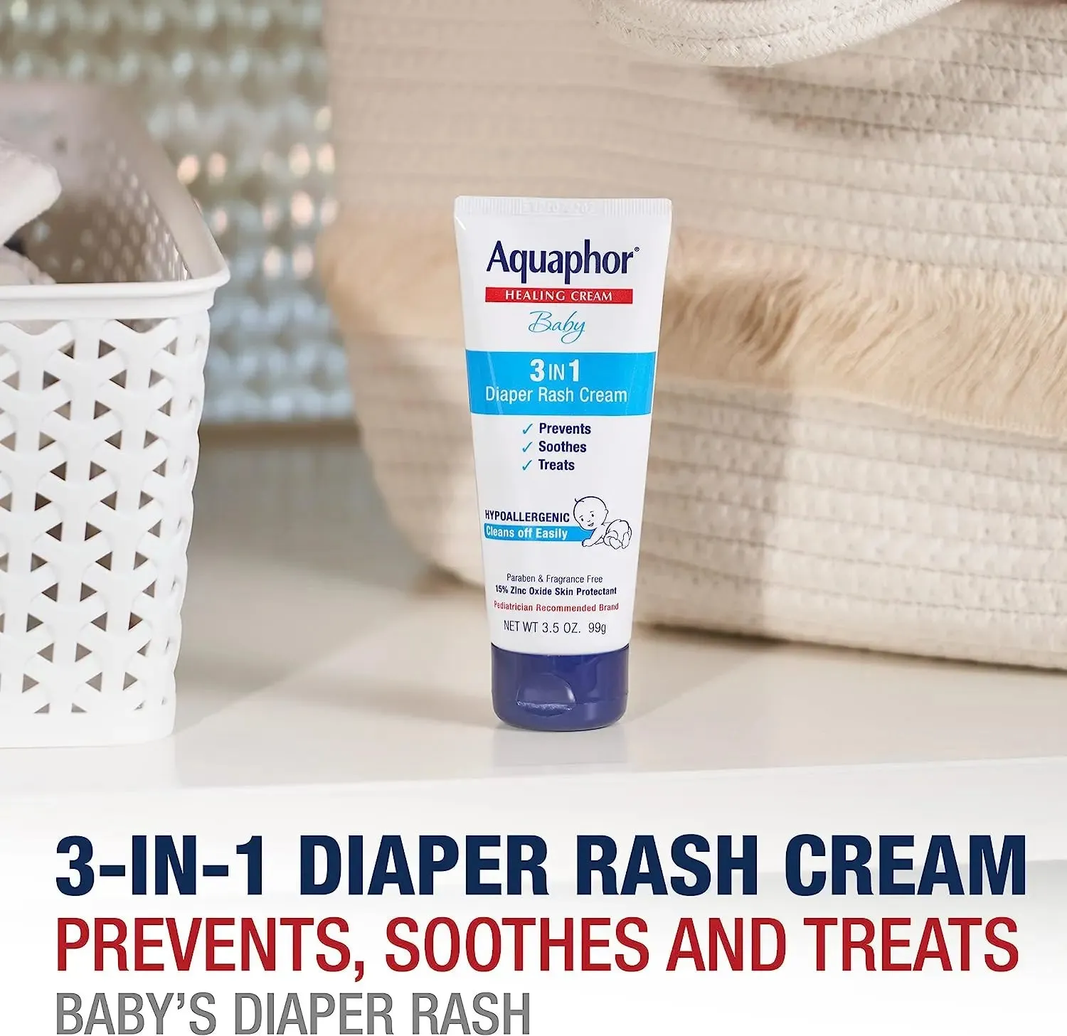 Aquaphor Baby Welcome Baby Gift Set - Free WaterWipes and Bag Included - Healing Ointment, Wash and Shampoo, 3 in 1 Diaper Rash Cream