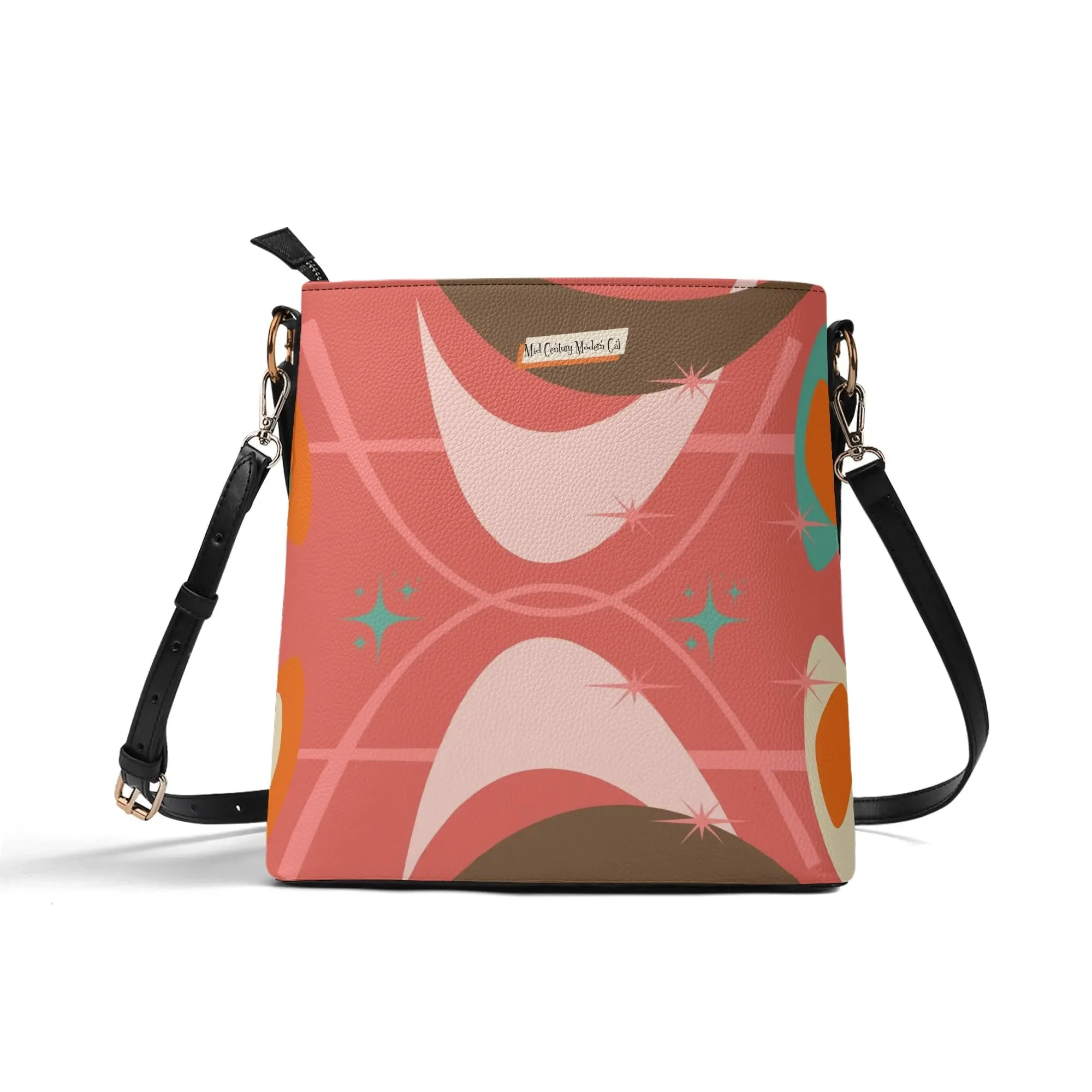 Atomic Cat Bucket Shoulder Bag, Atomic 50s Shoe Lover Design By MCM Gal, Mid Century Mod Kitschy Trendy Purse