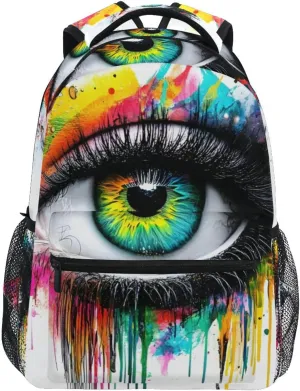 Backpack Eye Closeup Colors for School Boys Girls Laptop Travel Backpack Book Bag Daypack 11.4 16 In M