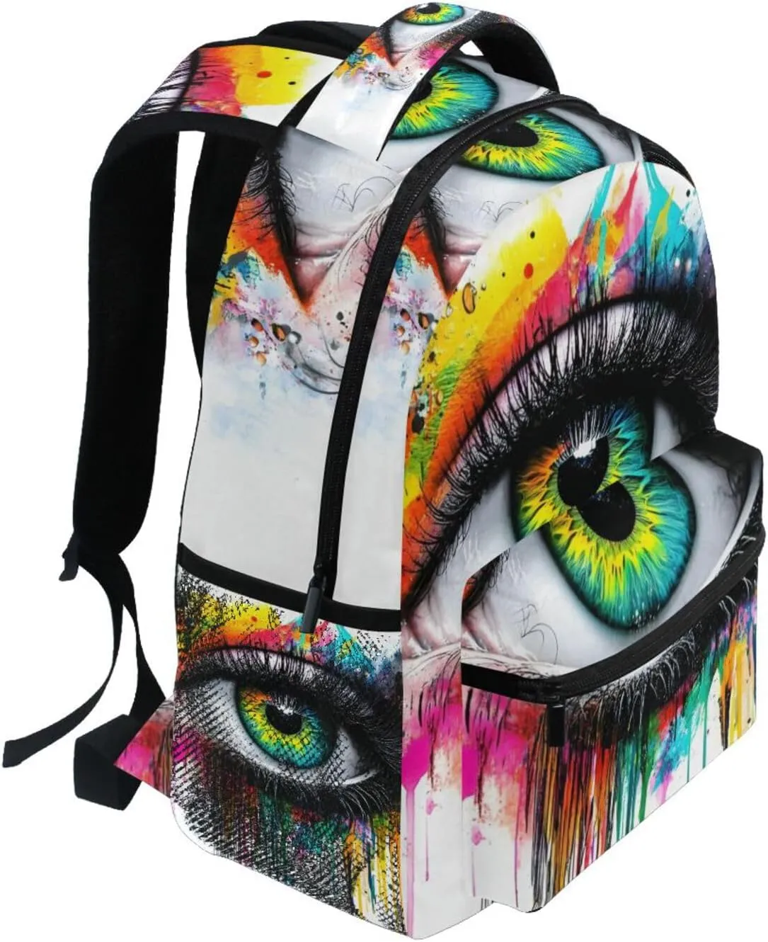 Backpack Eye Closeup Colors for School Boys Girls Laptop Travel Backpack Book Bag Daypack 11.4 16 In M
