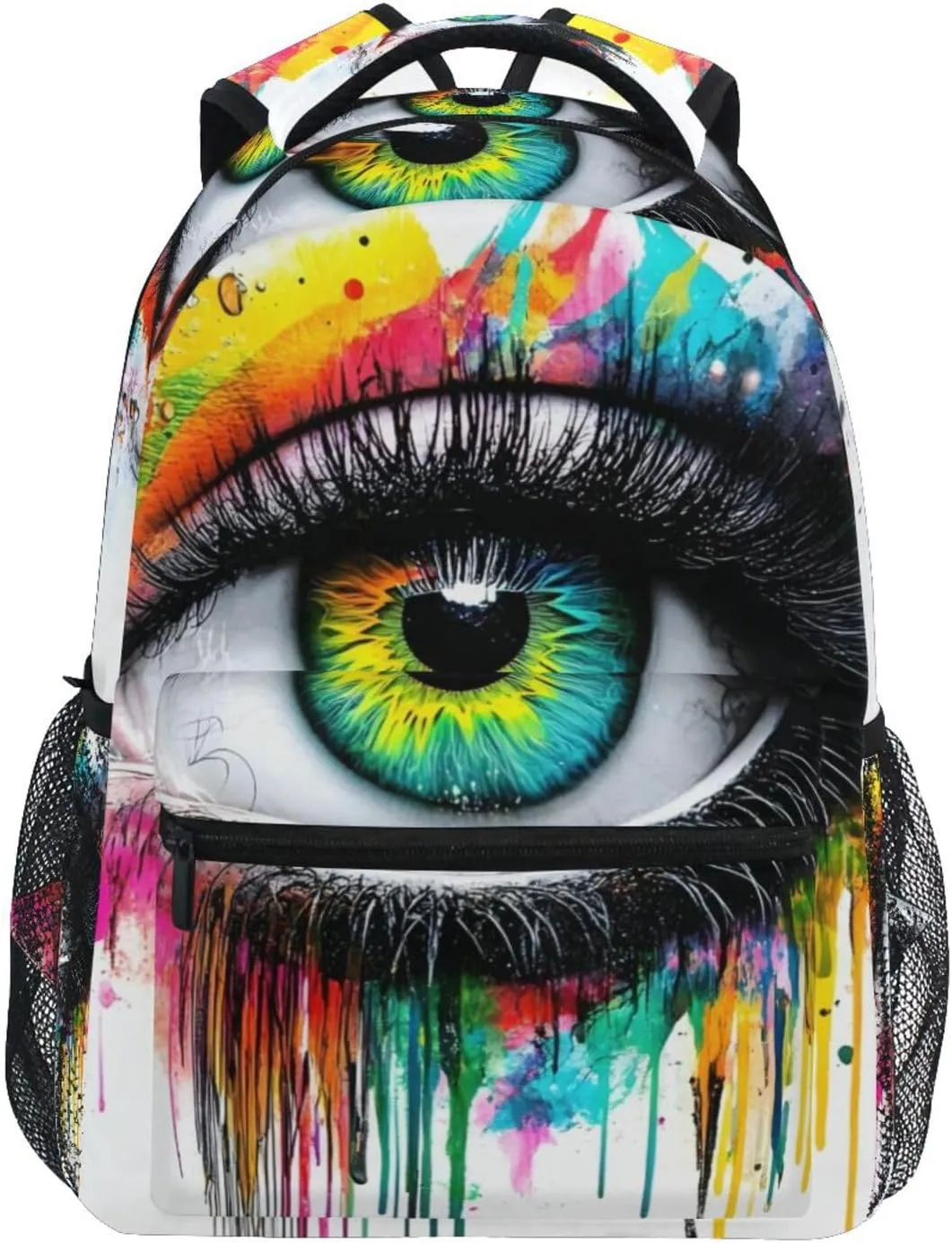 Backpack Eye Closeup Colors for School Boys Girls Laptop Travel Backpack Book Bag Daypack 11.4 16 In M