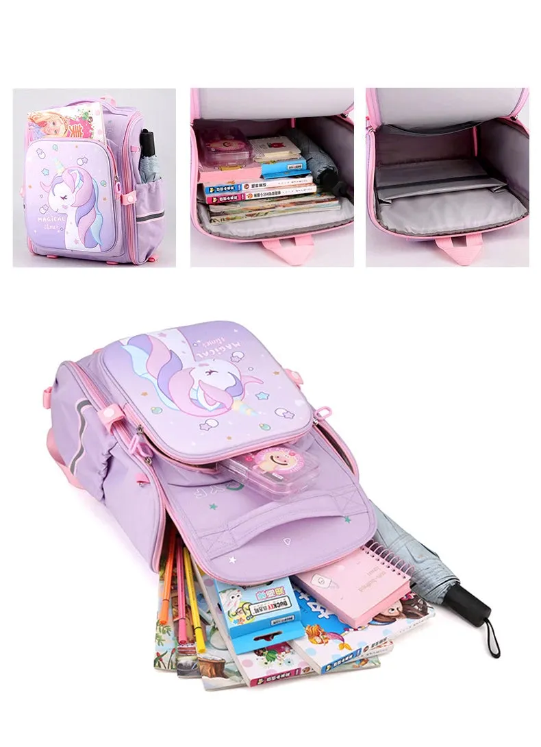 Backpack for Girls Cute Pink Unicorn - Waterproof School Bag for Kids