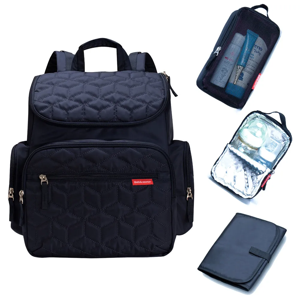 Bebamour Diaper Bag Backpack with Diaper Mat Waterproof Changing Bag for Dad/Mums