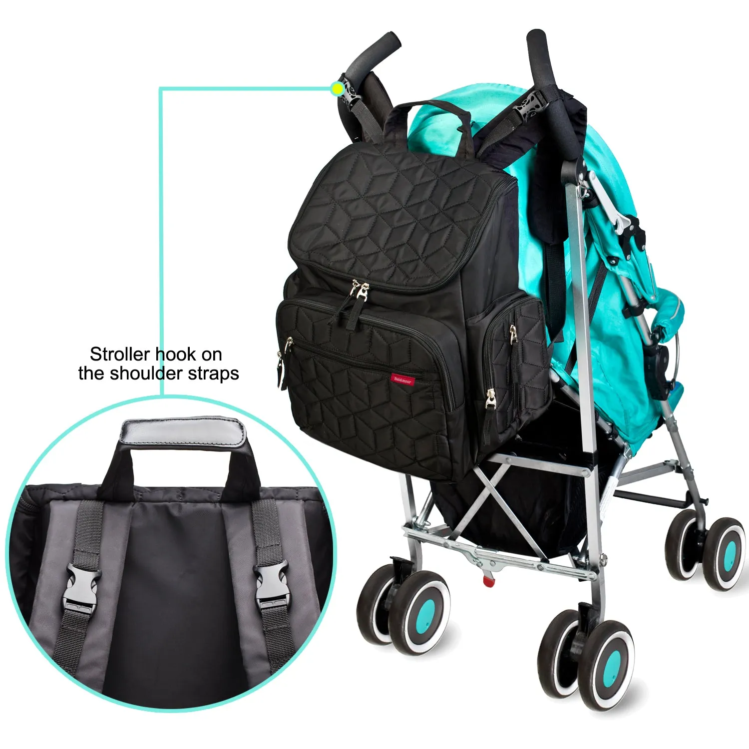 Bebamour Diaper Bag Backpack with Diaper Mat Waterproof Changing Bag for Dad/Mums