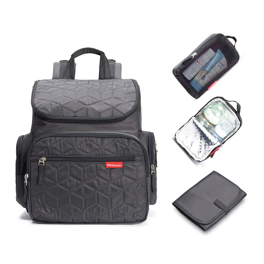 Bebamour Diaper Bag Backpack with Diaper Mat Waterproof Changing Bag for Dad/Mums