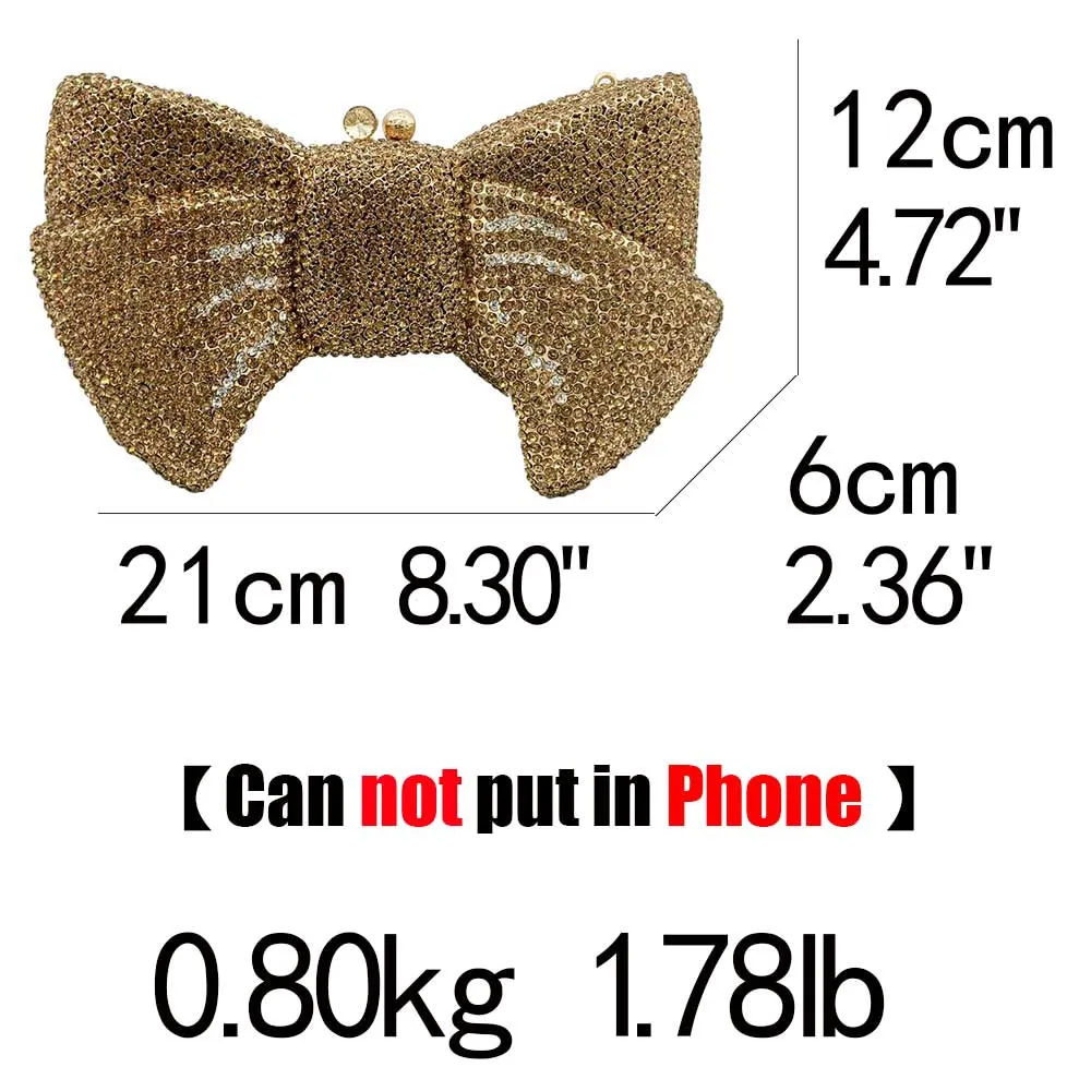 Boutique De Fgg Novelty Women Bow Clutch Crystal Evening Bags Hard