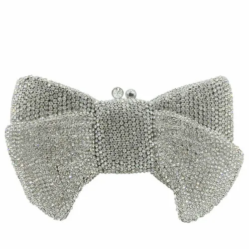 Boutique De Fgg Novelty Women Bow Clutch Crystal Evening Bags Hard