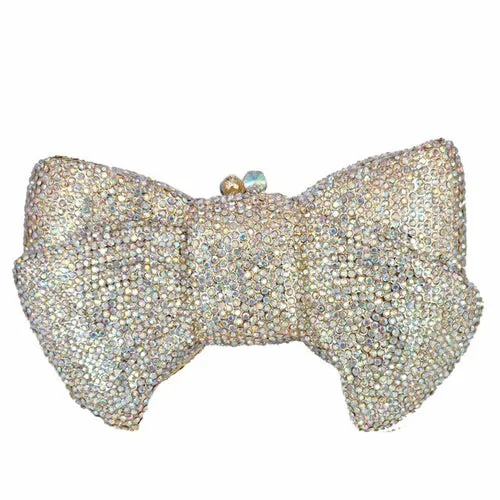 Boutique De Fgg Novelty Women Bow Clutch Crystal Evening Bags Hard