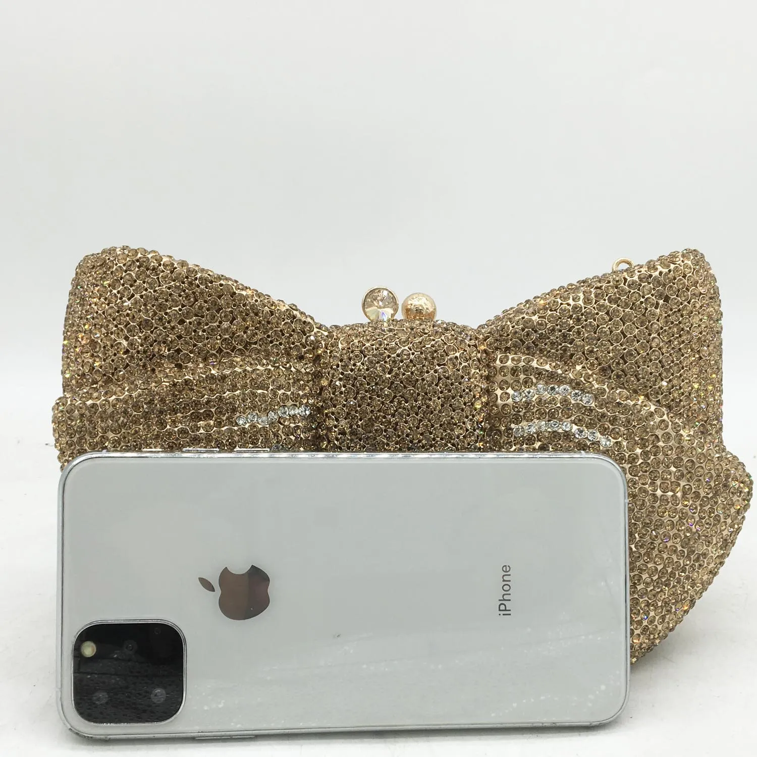 Boutique De Fgg Novelty Women Bow Clutch Crystal Evening Bags Hard