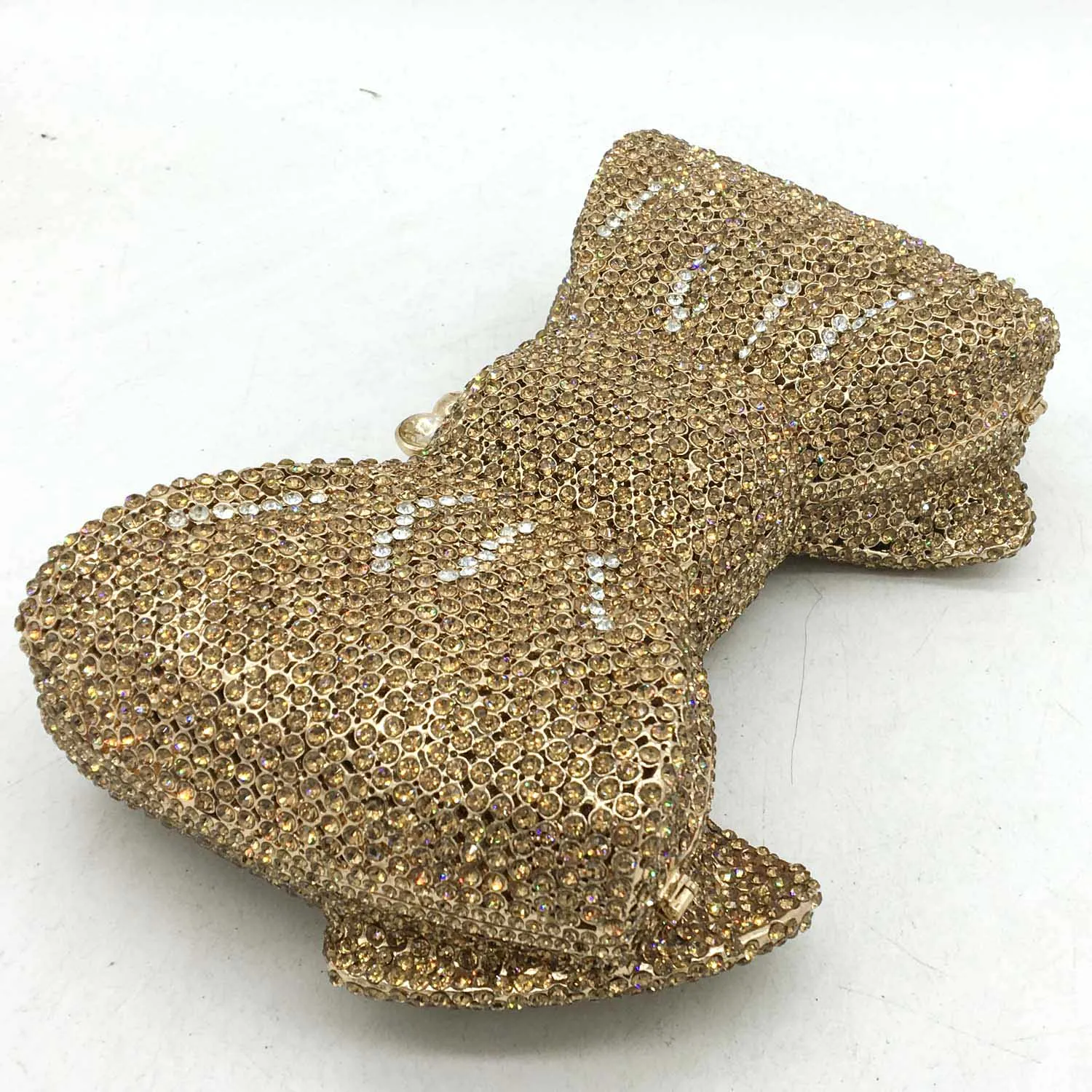 Boutique De Fgg Novelty Women Bow Clutch Crystal Evening Bags Hard