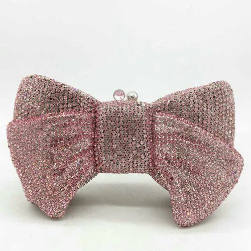 Boutique De Fgg Novelty Women Bow Clutch Crystal Evening Bags Hard