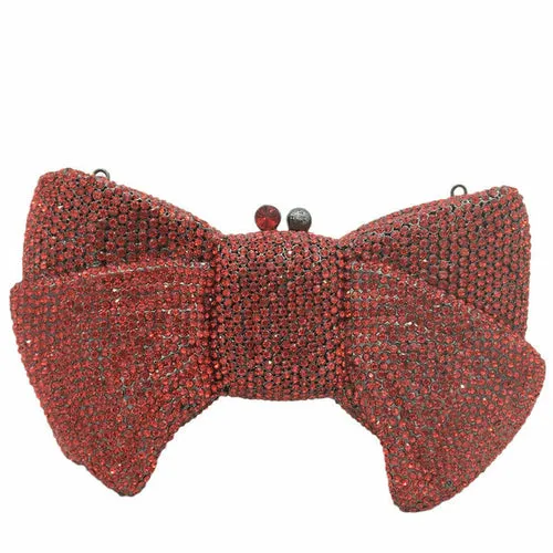 Boutique De Fgg Novelty Women Bow Clutch Crystal Evening Bags Hard