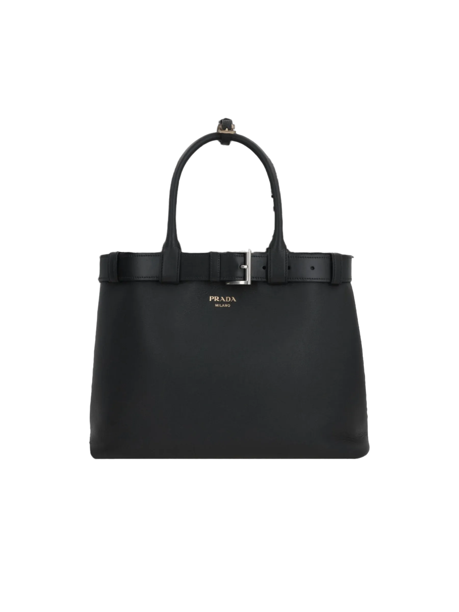 Buckle Grainy Leather Handbag