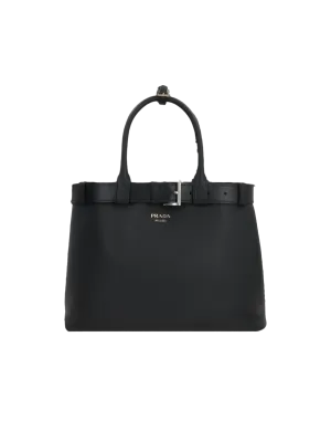 Buckle Grainy Leather Handbag