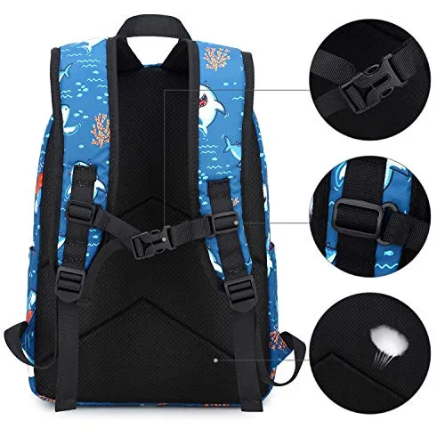 CAMTOP Preschool Backpack for Kids Boys Toddler Backpack Kindergarten School Bookbags (Cute Shark-Navy)