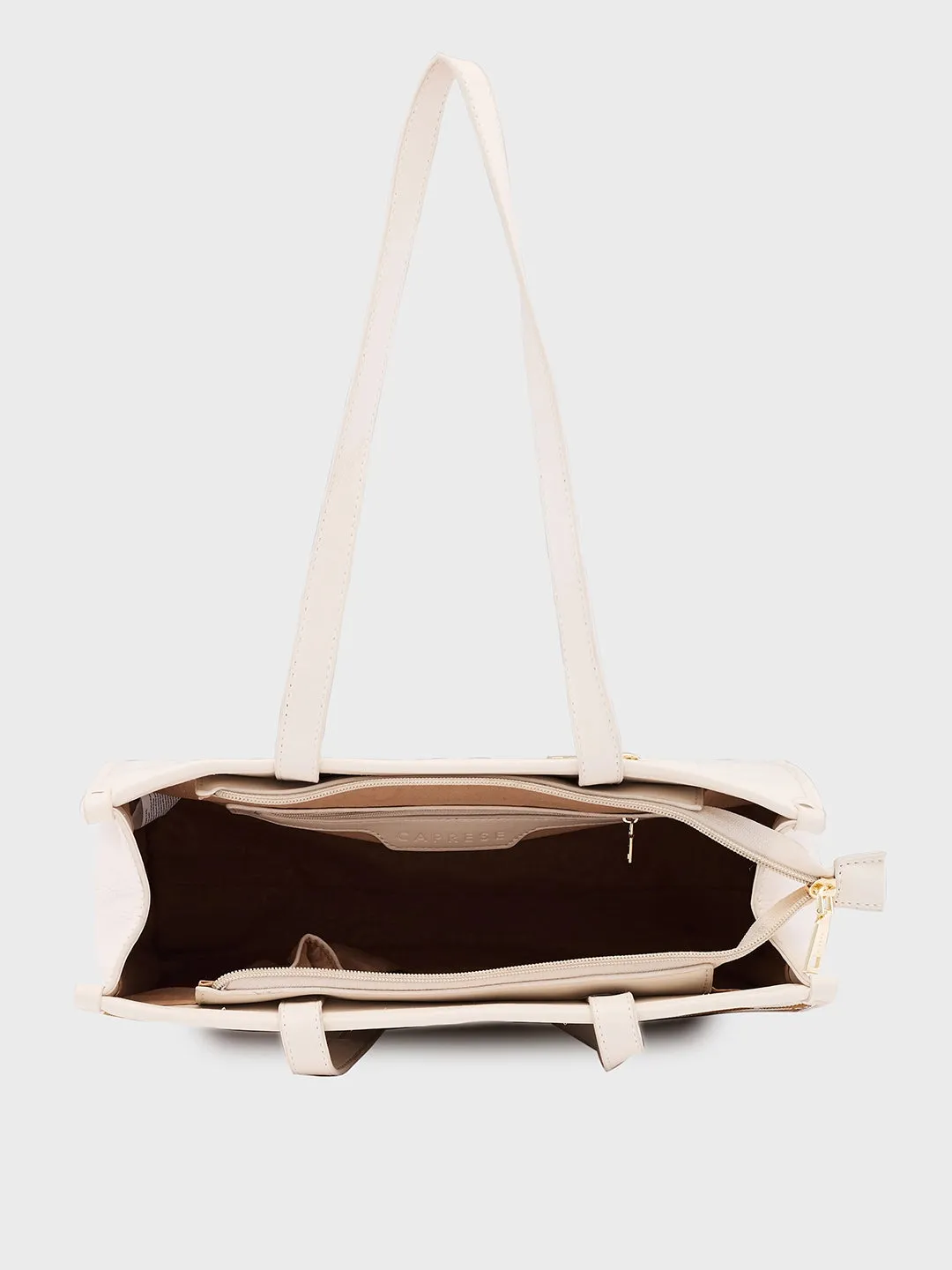 Caprese Checker Tote Medium Cream