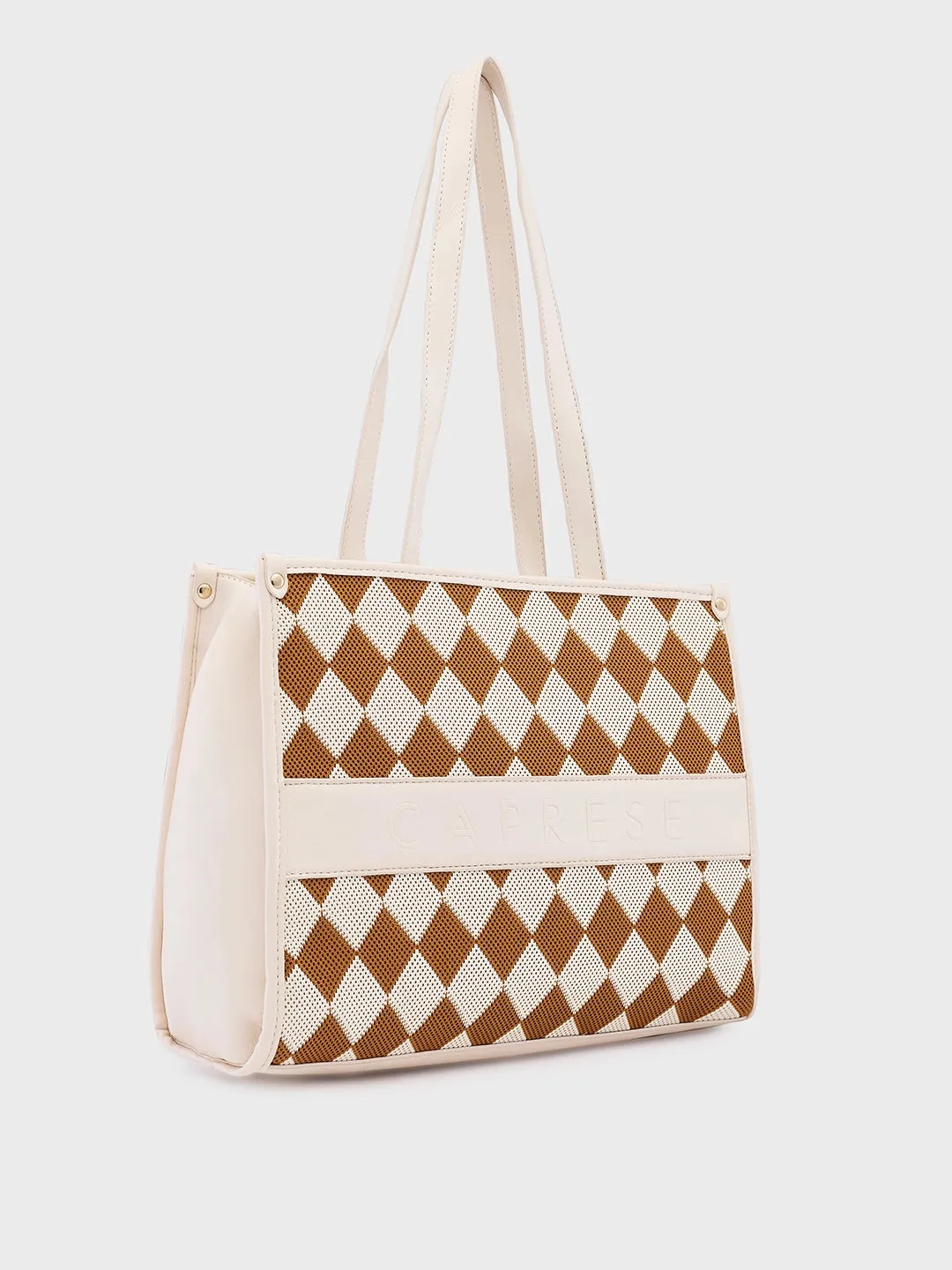Caprese Checker Tote Medium Cream