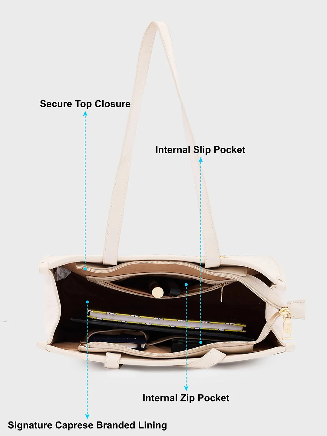 Caprese Checker Tote Medium Cream