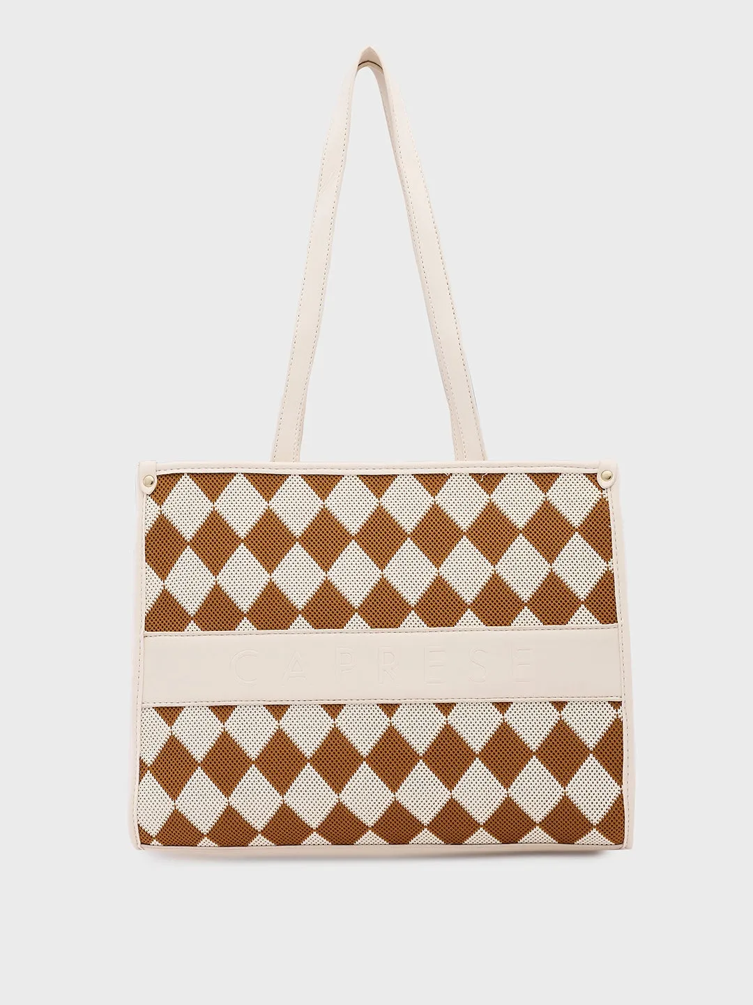 Caprese Checker Tote Medium Cream