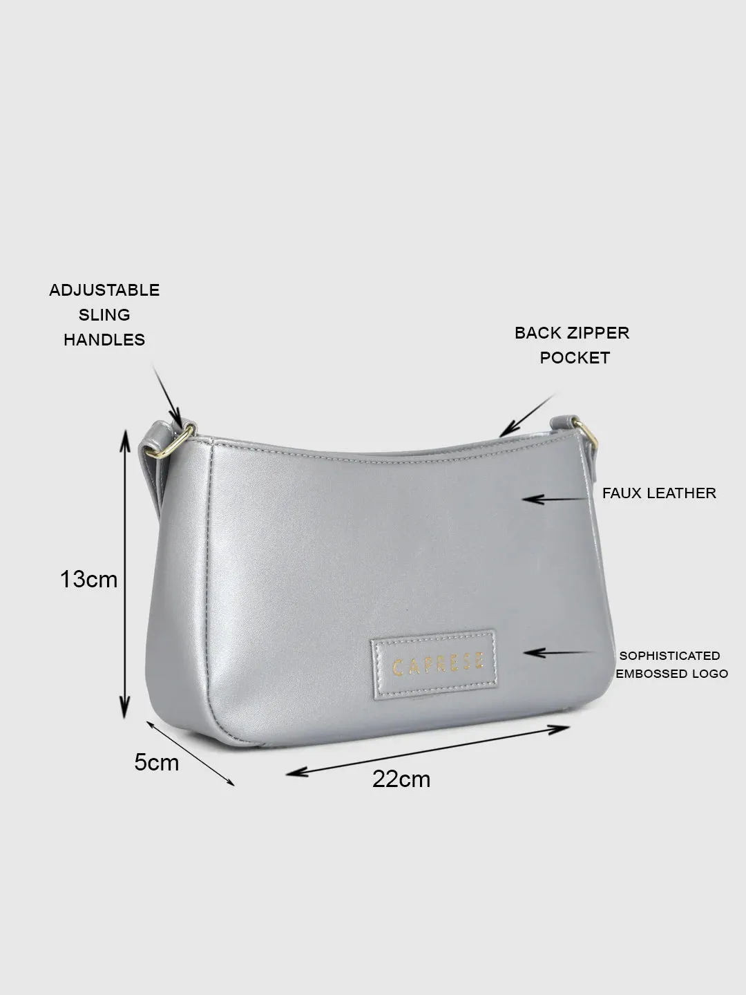 Caprese Juno Crossbody Small Metallic Silver