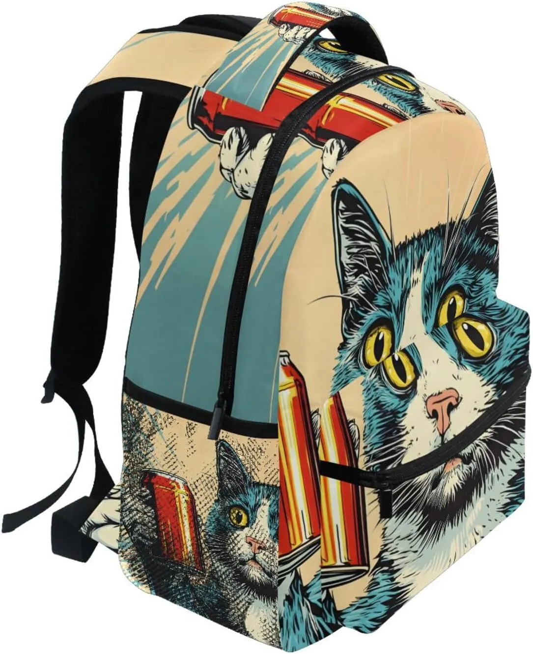 Cat Soda Funny Backpack for School Boys Girls Laptop Travel Backpack Book Bag Daypack 11.4 16 In S