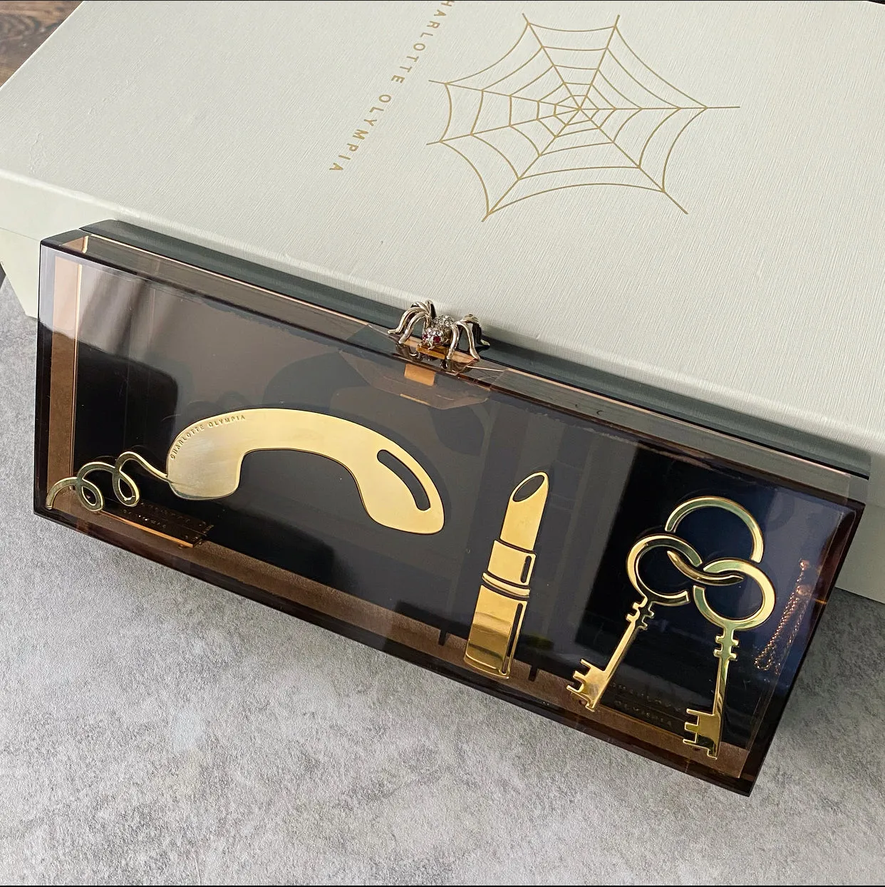 Charlotte Olympia Acrylic Resin Evening Clutch Box Bag