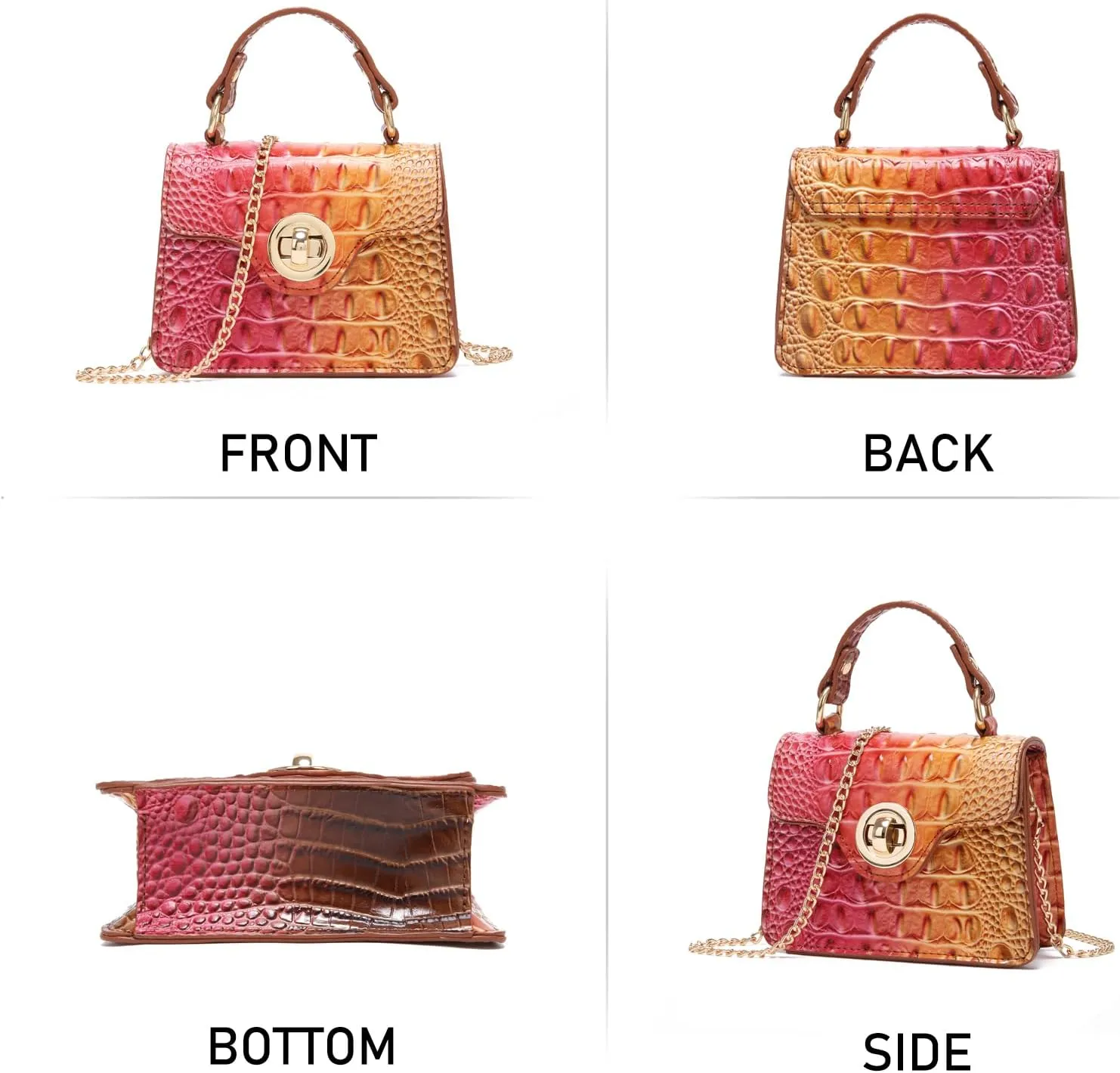 Chic Women Crocodile Leather bags Mini Top-Handle Clutch Compact Evening Bag Stylish Accessory for Essentials