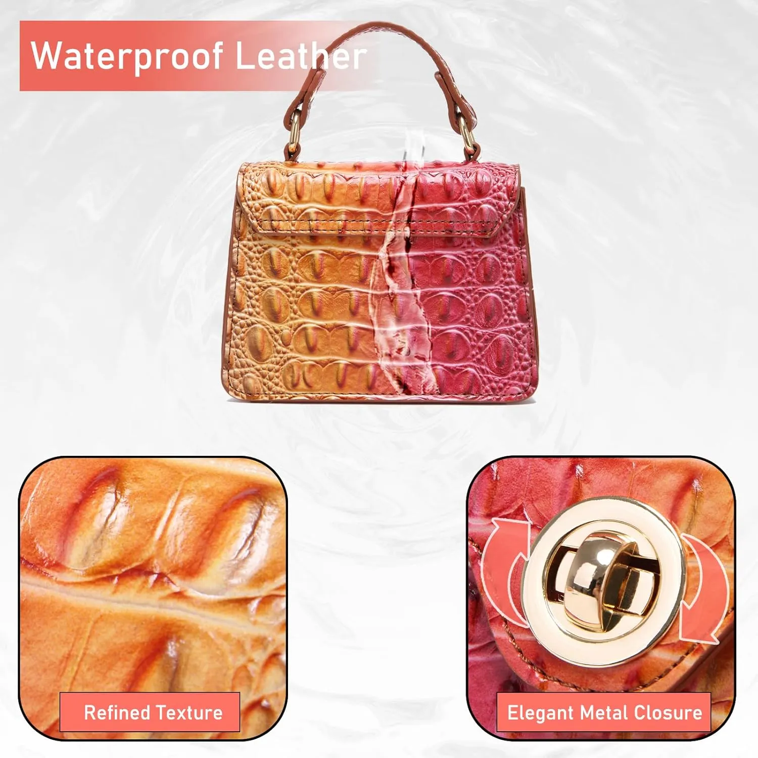 Chic Women Crocodile Leather bags Mini Top-Handle Clutch Compact Evening Bag Stylish Accessory for Essentials