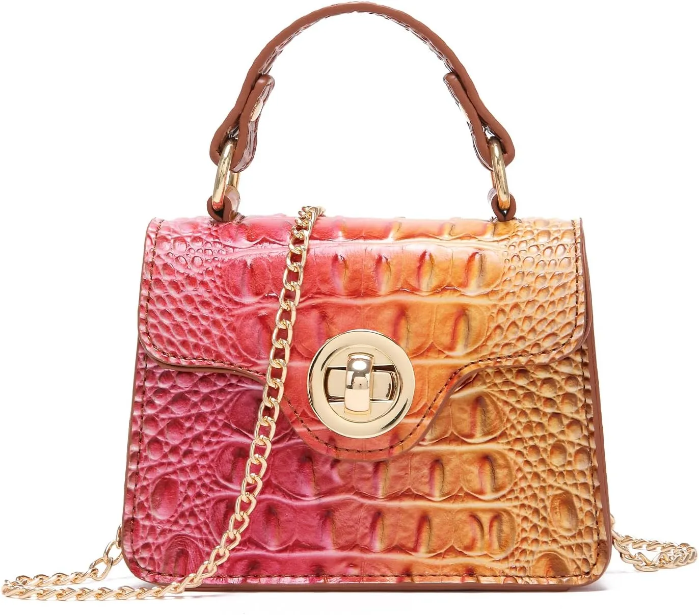 Chic Women Crocodile Leather bags Mini Top-Handle Clutch Compact Evening Bag Stylish Accessory for Essentials