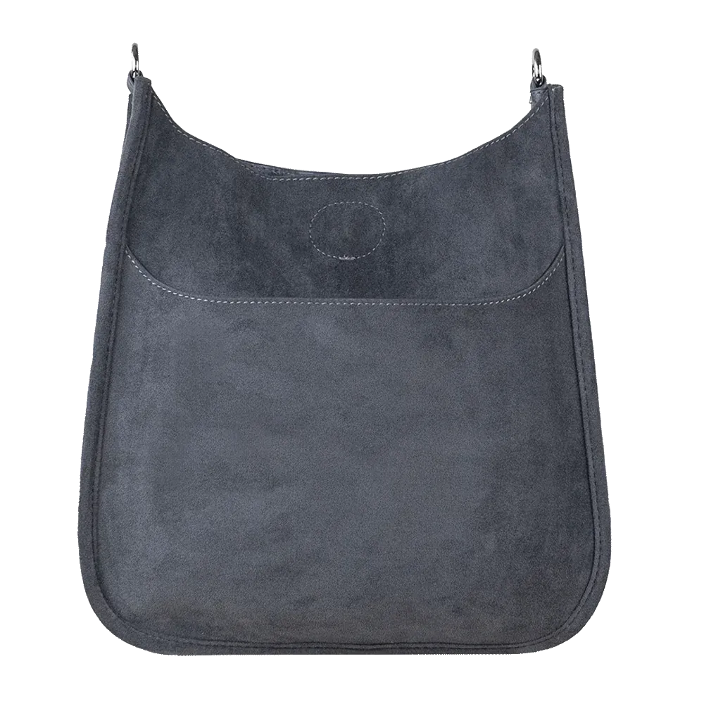 Classic Grey Faux Suede Studded Messenger - Ahdorned - No Strap