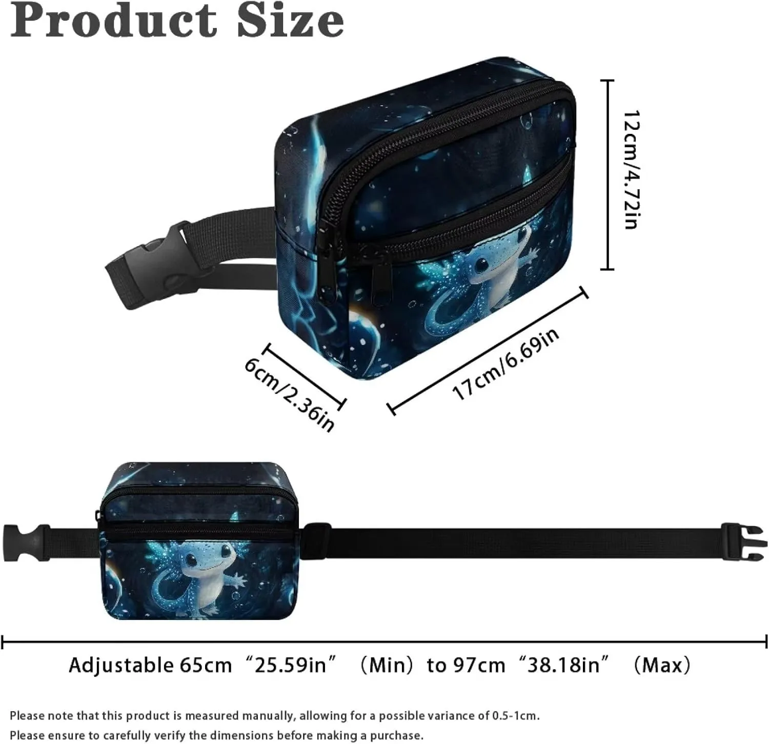 Cozeyat Blue Axolotl Kids Fanny Pack Boys Purse Bum Bag Cute Cartoon Wasit Bag Travel Belt Bag,Crossbody bag for Kids Age 4-12