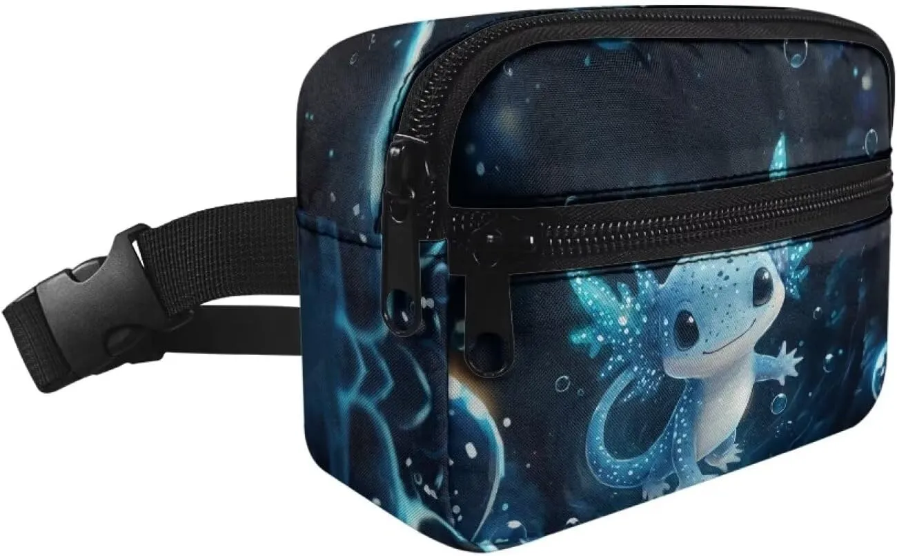 Cozeyat Blue Axolotl Kids Fanny Pack Boys Purse Bum Bag Cute Cartoon Wasit Bag Travel Belt Bag,Crossbody bag for Kids Age 4-12