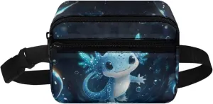 Cozeyat Blue Axolotl Kids Fanny Pack Boys Purse Bum Bag Cute Cartoon Wasit Bag Travel Belt Bag,Crossbody bag for Kids Age 4-12