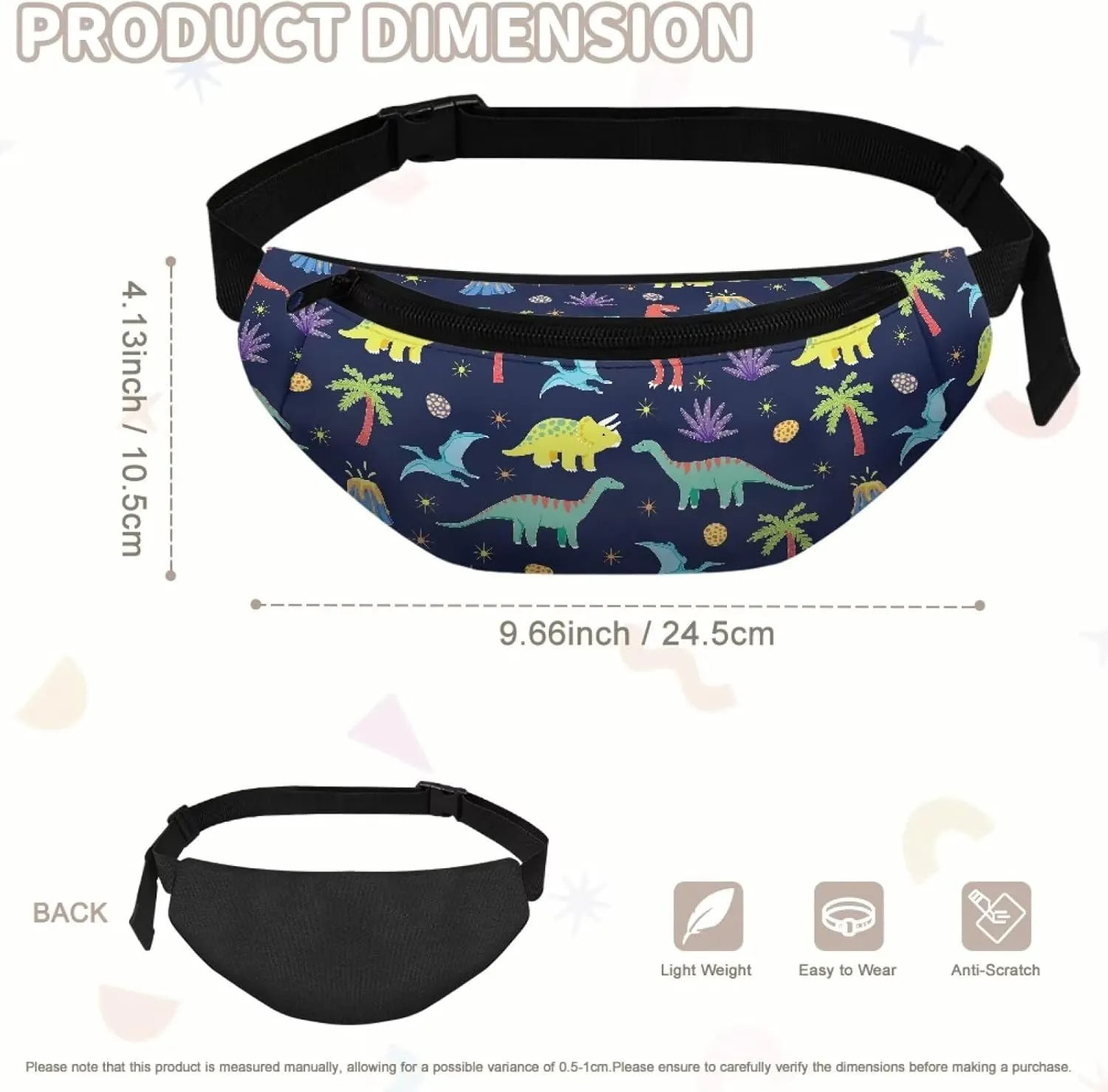 Cozeyat Cartoon Dinosaur Kids Fanny Pack Boys Small Waist Pack Belt Waist Bag Pack Pouch with Adjustable Strap for Children Sport Running, Camping, Trip