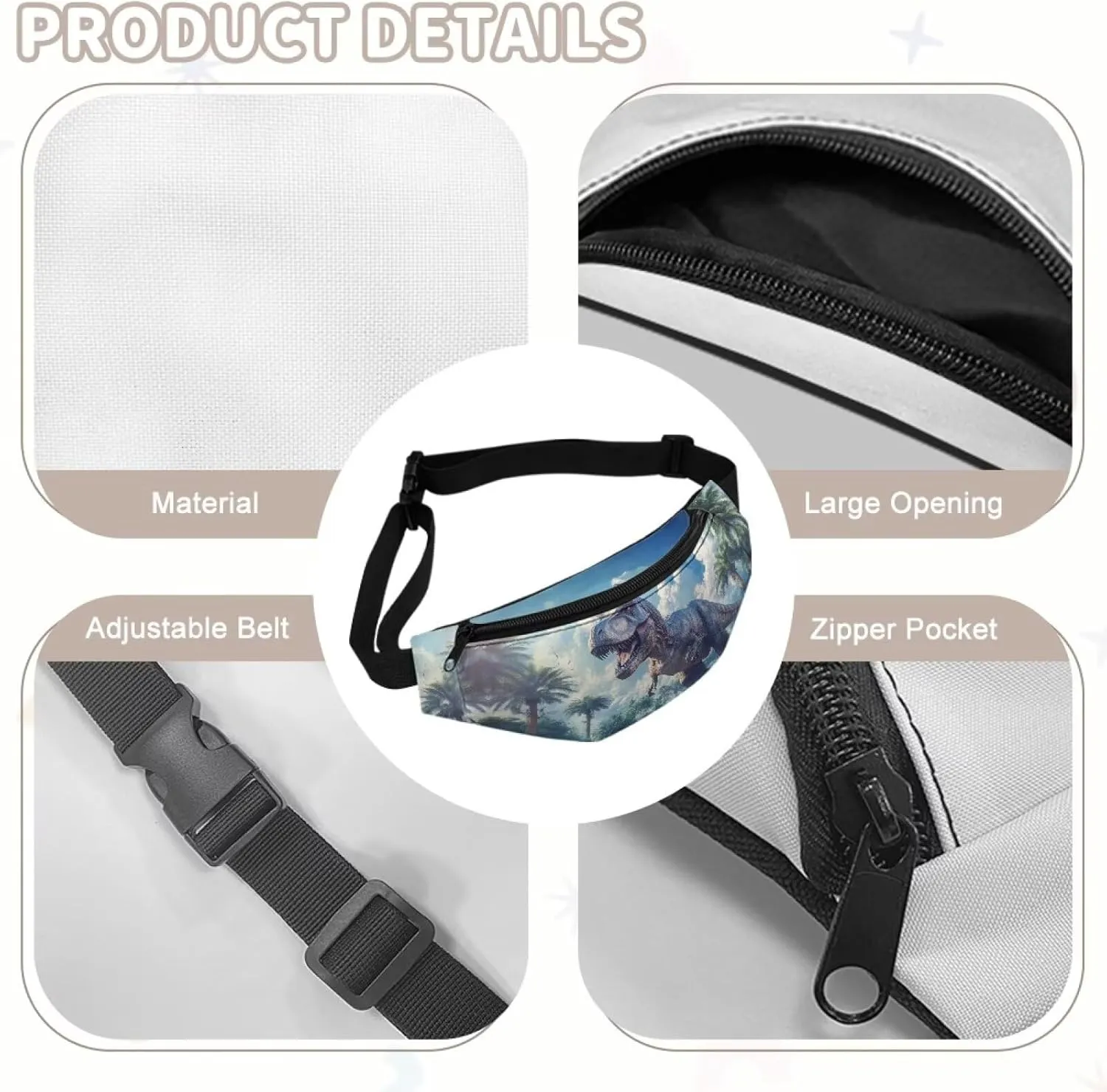 Cozeyat Cartoon Dinosaur Kids Fanny Pack Waist Pack Ages 6-8 8-12 Kids Belt Bag Toddler Fanny Pack Gifts for Enjoy Sports Festival Workout Traveling Running Walking