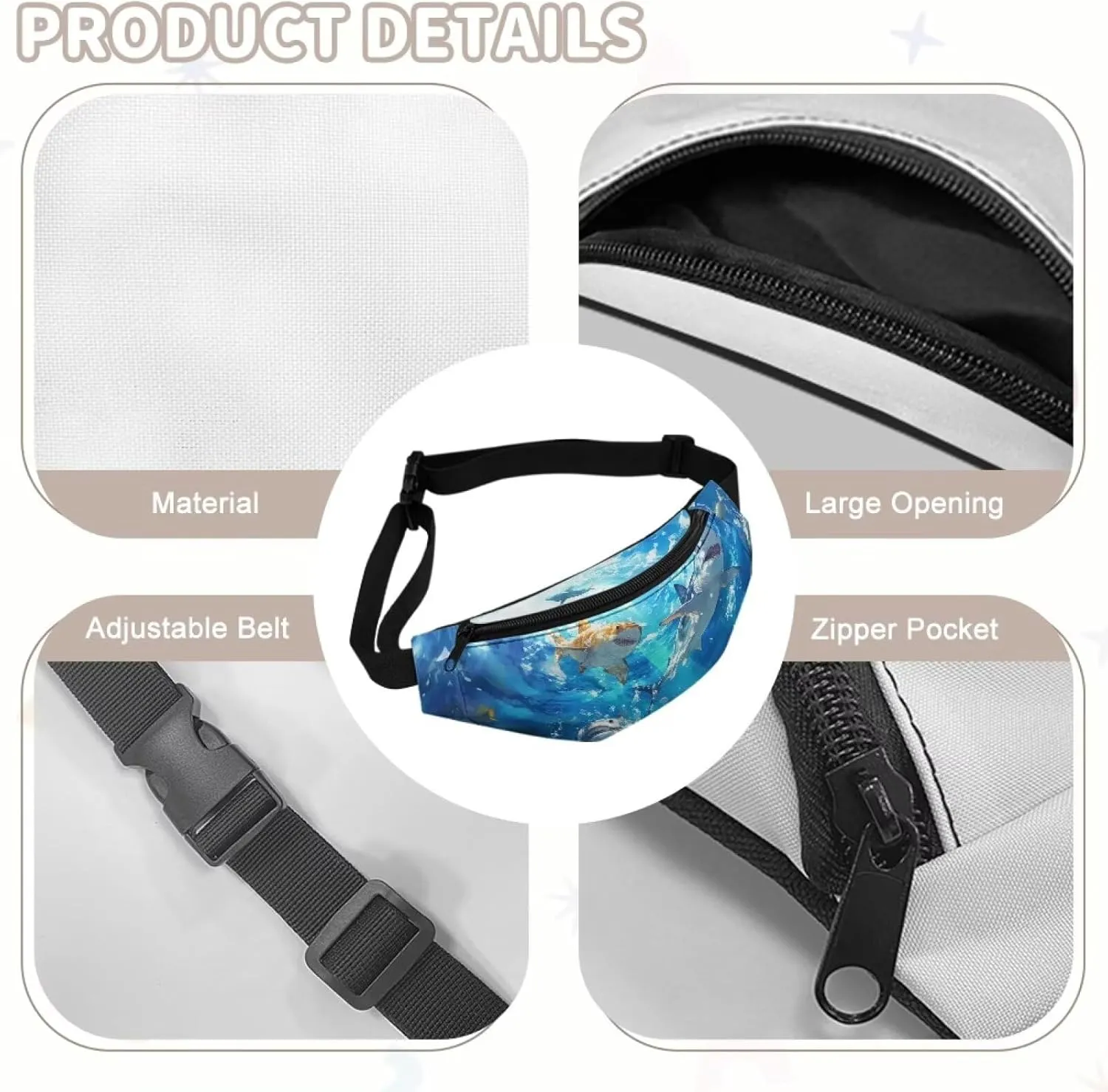 Cozeyat Cartoon Fish Kids Fanny Pack Fanny Pack Ages 4-6 6-8 8-12 Small Kids Belt Bag Toddler Fanny Pack Gift Boys Crossbody Sling Purse Teens Cute Stuff Pouch Bum Bag
