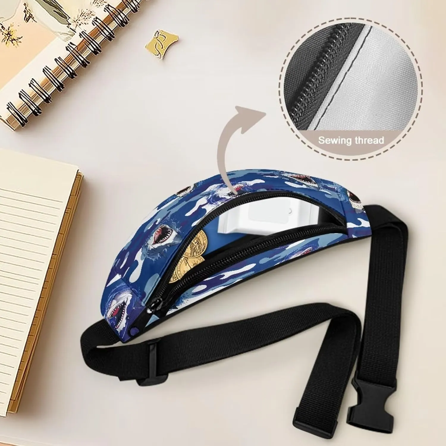 Cozeyat Cartoon Shark Kids Fanny Pack Fanny Pack Ages 4-6 6-8 8-12 Small Kids Belt Bag Toddler Fanny Pack Gift Boys Crossbody Sling Purse Teens Cute Stuff Pouch Bum Bag