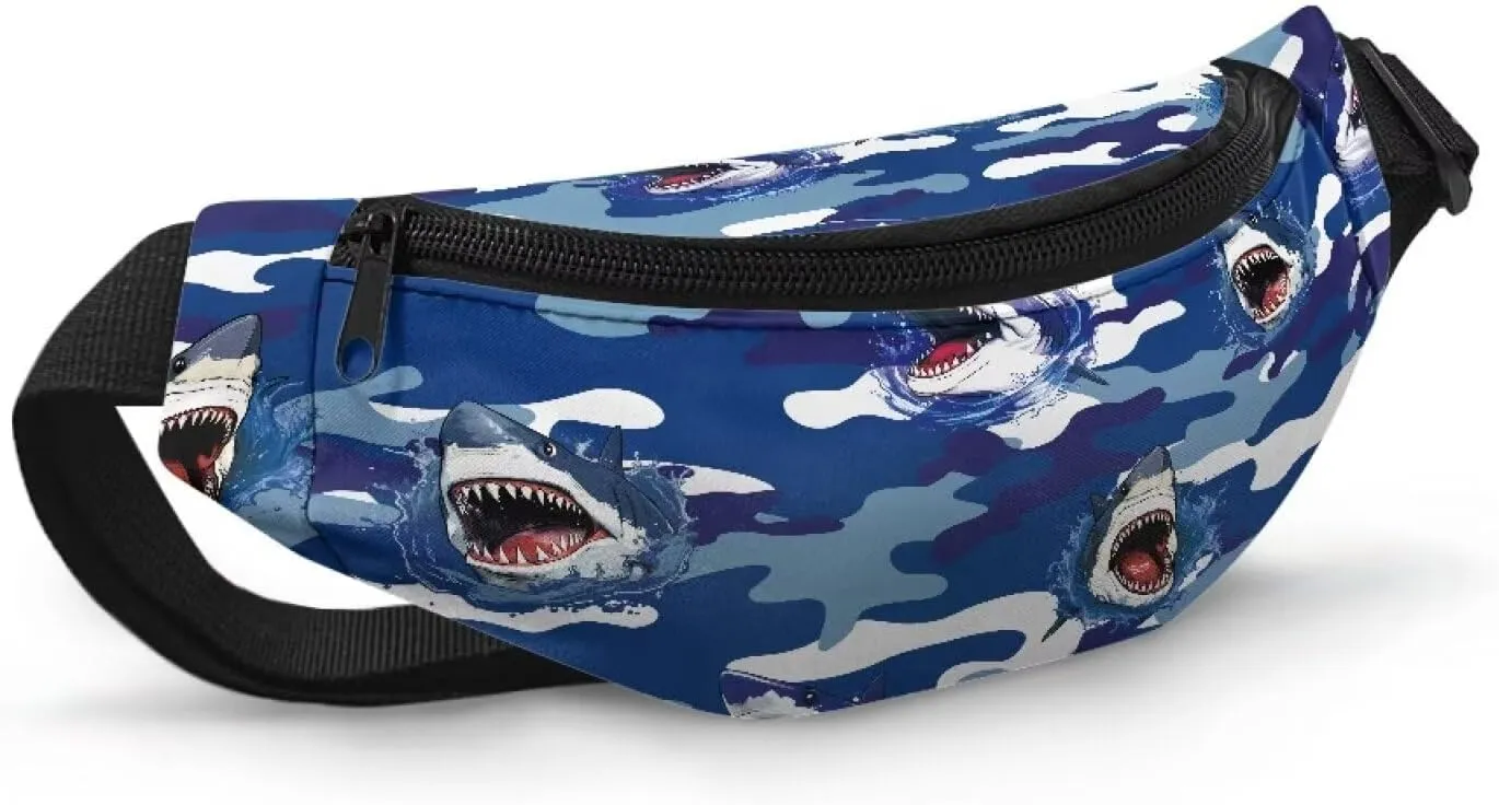 Cozeyat Cartoon Shark Kids Fanny Pack Fanny Pack Ages 4-6 6-8 8-12 Small Kids Belt Bag Toddler Fanny Pack Gift Boys Crossbody Sling Purse Teens Cute Stuff Pouch Bum Bag